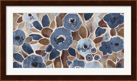 Framed Contemporary Tapestry Blue Print