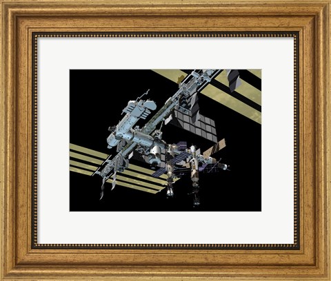 Framed Different Angle of Computer Generated view of the International Space Station Print
