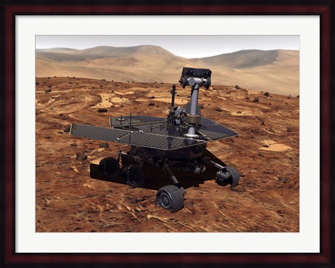 Framed Artists Rendition of Mars Rover Print
