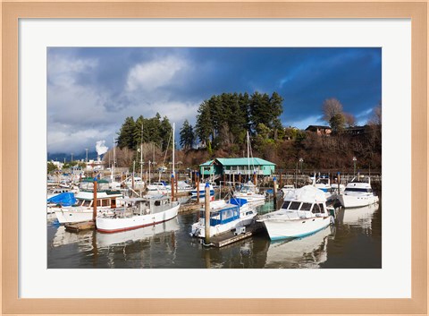 Framed Port Alberni, Harbor Quay Marina, Vancouver Island, British Columbia, Canada Print