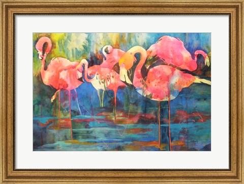 Framed Flirty Flamingos Print