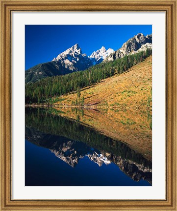 Framed Cathedral group reflecting in String Lake, Grand Teton National Park, Wyoming Print