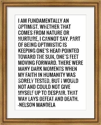 Framed Optimist - Nelson Mandela Quote Print