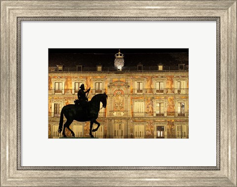 Framed Plaza Mayor by Night, Madrid, Spain Print
