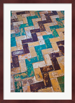 Framed Moorish Tiles, The Alcazar, Seville, Spain Print