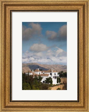 Framed View Of Villas And La Torresilla Mountain, Malaga Province, Spain Print