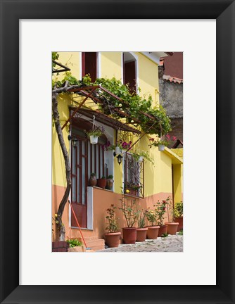 Framed Yellow House, Agiasos, Lesvos, Mytilini, Aegean Islands, Greece Print