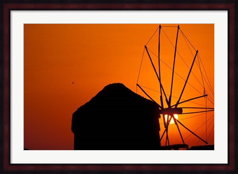 Framed Mykonos Windmills, Greece Print