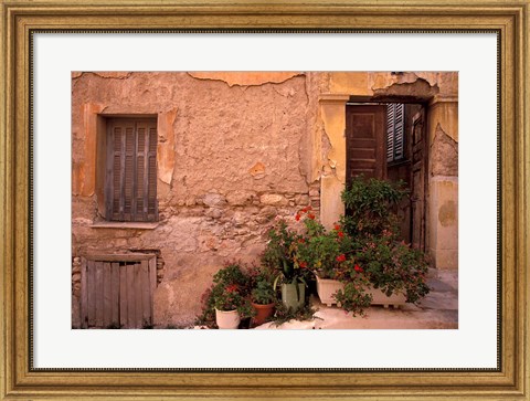 Framed Colorful Architecture on Anafiotika Hill, Athens, Greece Print