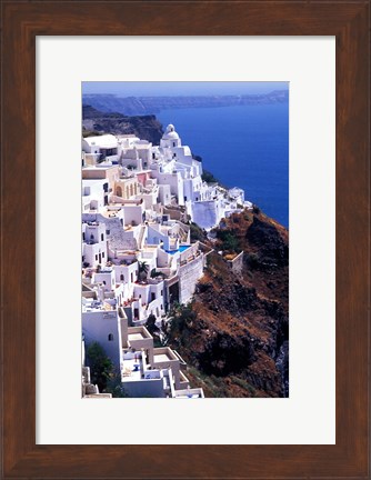 Framed White Buildings in Oia Santorini, Athens, Greece Print