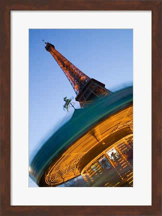Framed Winter View of the Eiffel Tower and Carousel Print