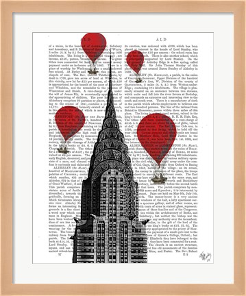 Framed Chrysler Building and Red Hot Air Balloons Print