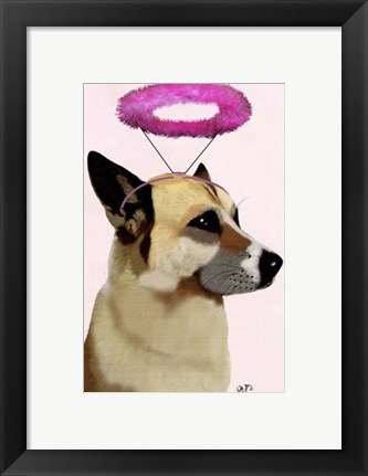 Framed Dog with Pink Halo Print