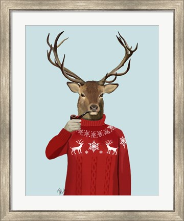 Framed Deer in Ski Sweater Print