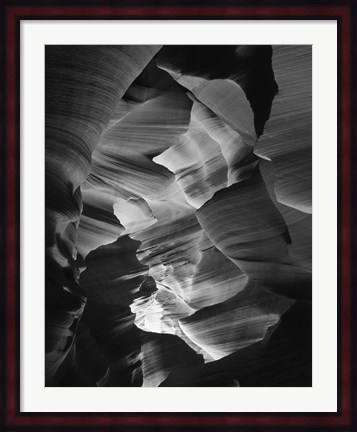 Framed Red Sandstone Walls, Lower Antelope Canyon (Black &amp; White) Print