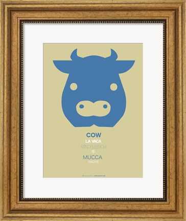 Framed Blue Cow Multilingual Print