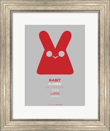 Framed Red Rabbit Multilingual Print