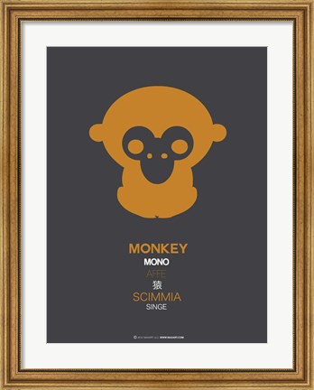 Framed Orange Monkey Multilingual Print
