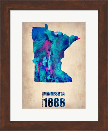 Framed Minnesota Watercolor Map Print