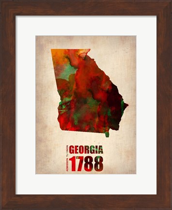 Framed Georgia Watercolor Map Print