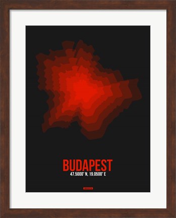 Framed Budapest Radiant Map 3 Print