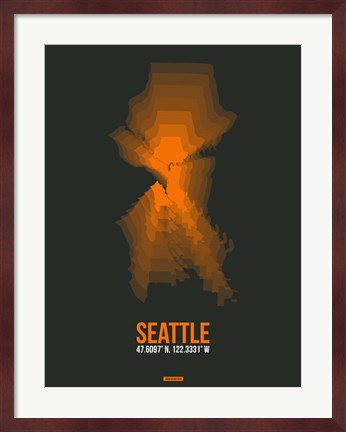 Framed Seattle Radiant Map 3 Print