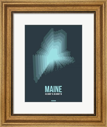 Framed Maine Radiant Map 4 Print