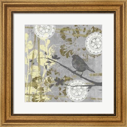 Framed Serene Bird &amp; Branch I Print