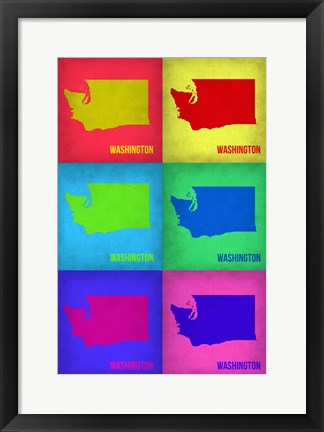 Framed Washington Pop Art Map 1 Print