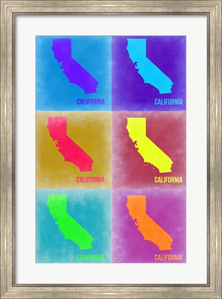 Framed California Pop Art Map 2 Print