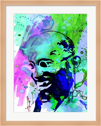 Framed Gandhi Watercolor 2 Print