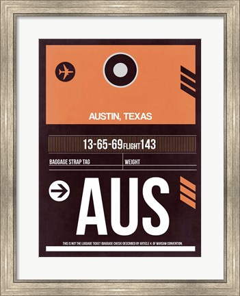 Framed AUS Austin Luggage Tag 2 Print