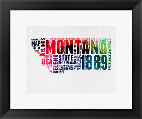Framed Montana Word Cloud 2 Print