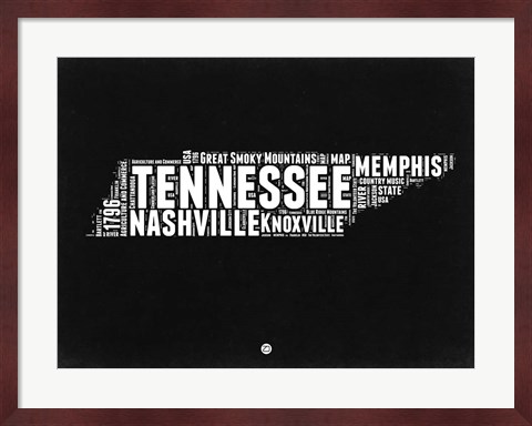 Framed Tennessee Black and White Map Print