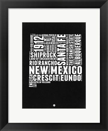 Framed New Mexico Black and White Map Print