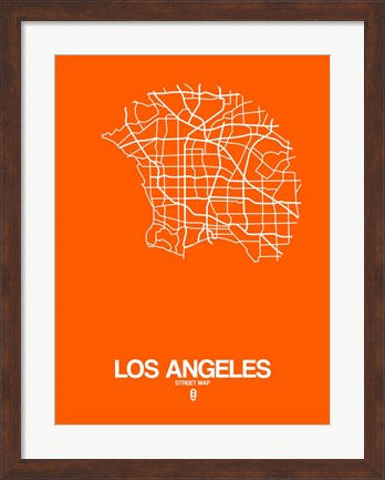 Framed Los Angeles Street Map Orange Print