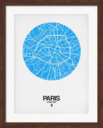 Framed Paris Street Map Blue Print