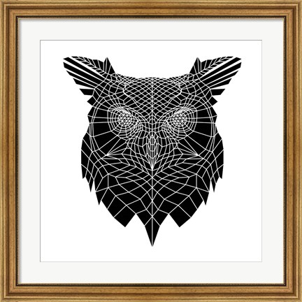 Framed Black Owl Head Mesh Print