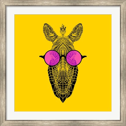 Framed Zebra in Pink Glasses Print