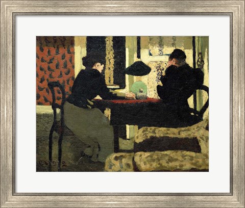 Framed Two Women Under a Lamp, 1892 Print