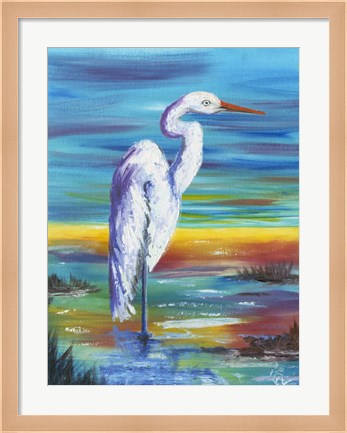 Framed Yellow Heron I Print