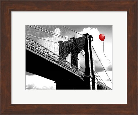 Framed Balloon over Brooklyn Bridge Print