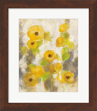 Framed Floating Yellow Flowers II Print