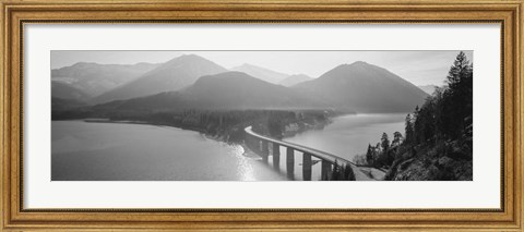 Framed Bridge Over Sylvenstein Lake, Bavaria, Germany BW Print