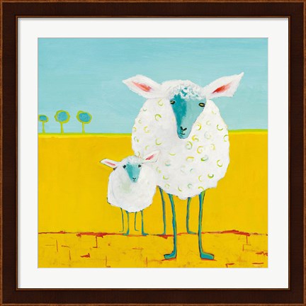 Framed Mama and Baby Sheep Print