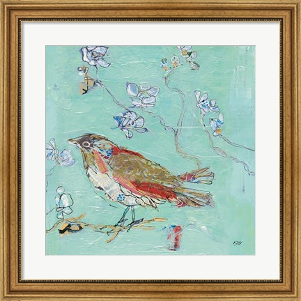 Framed Aqua Bird Print