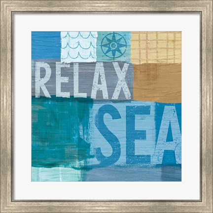 Framed Beachscape Collage III Print