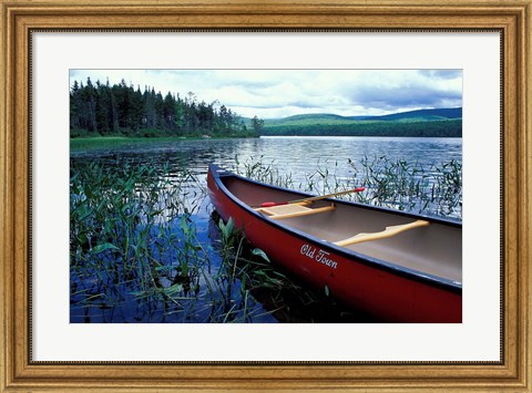 Framed Canoeing on Lake Tarleton, White Mountain National Forest, New Hampshire Print