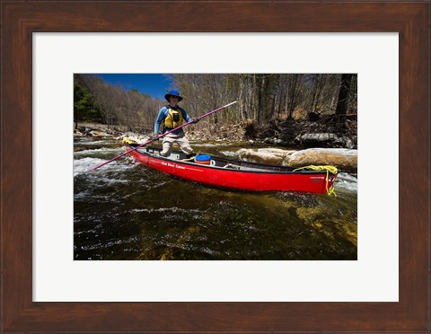 Framed Poling a Canoe on the Ashuelot River in Surry, New Hampshire Print