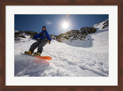 Framed Snowboarder in Tuckerman Ravine, White Mountains National Forest, New Hampshire Print